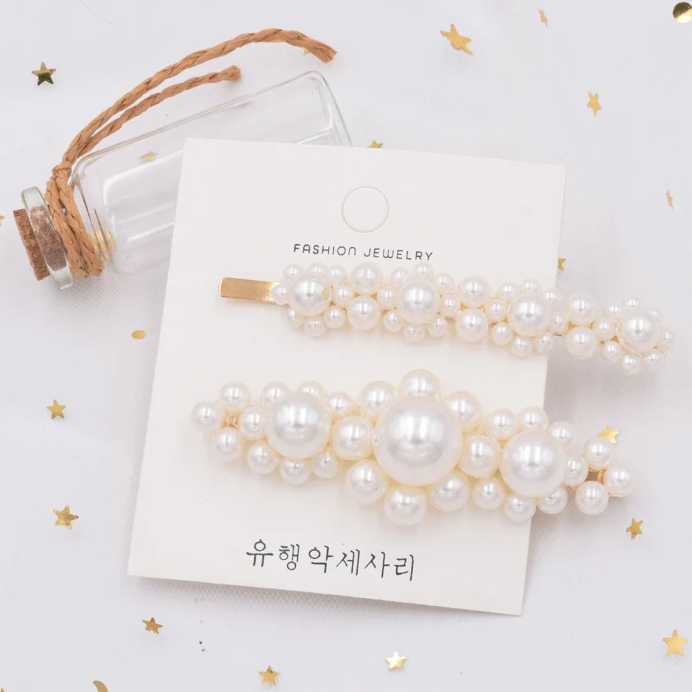 1gold 2pcs Горячая 1 комплект корейские женские жемчужные Заколки невидимки для волос Элегантные шпильки геометрической формы повязка на голову аксессуары для волос для девочек сплав заколки - Цвет: 1gold 2pcs