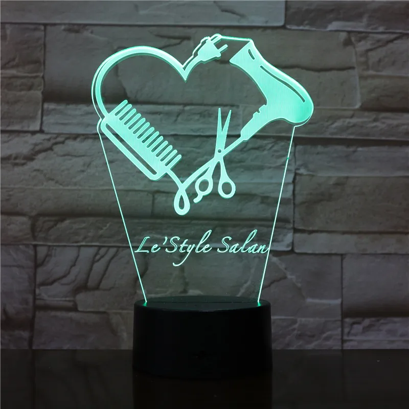 Парикмахерские ножницы для волос 3D Светодиодная Ночная лампа на заказ Парикмахерская название магазина Парикмахерские ножницы декоративное освещение парикмахер подарок Прямая поставка
