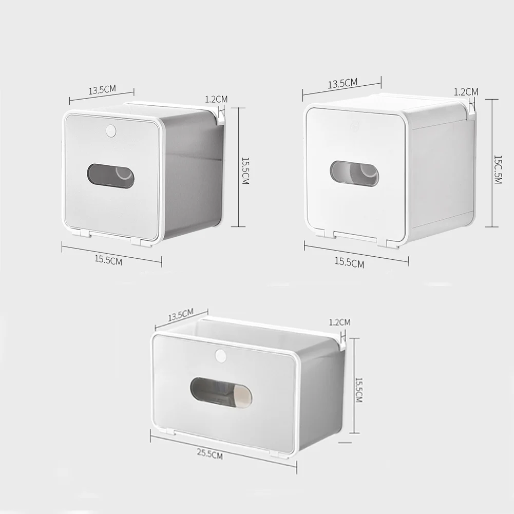 Bathroom Tissue Boxes No Drilling Shelves Toilet Paper Holder Wall Mounted Roll Stable Accessories Easy Install Self Adhesive