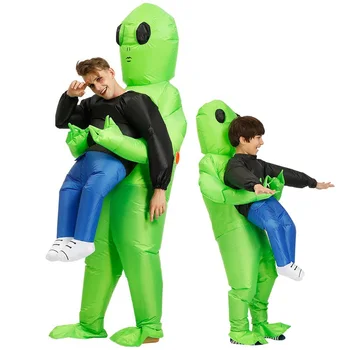 

Inflatable Costume Green Alien Monster Adult Kid Funny Blow Up Suit Party Fancy Dress Unisex Costume Halloween Costume Women Men