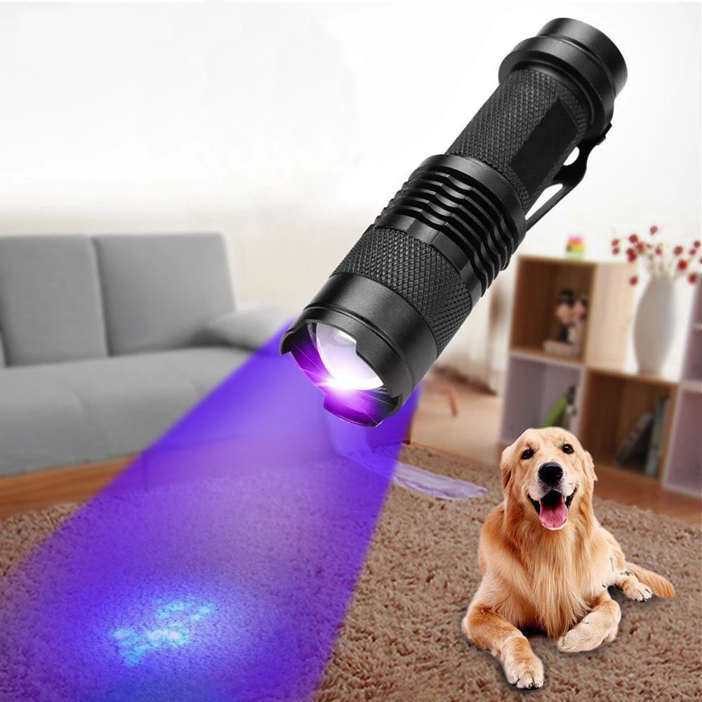 

New LED UV Flashlight Ultraviolet Torch With Zoom Function Mini UV Black Light Pet Urine Stains Detector Scorpion Hunting