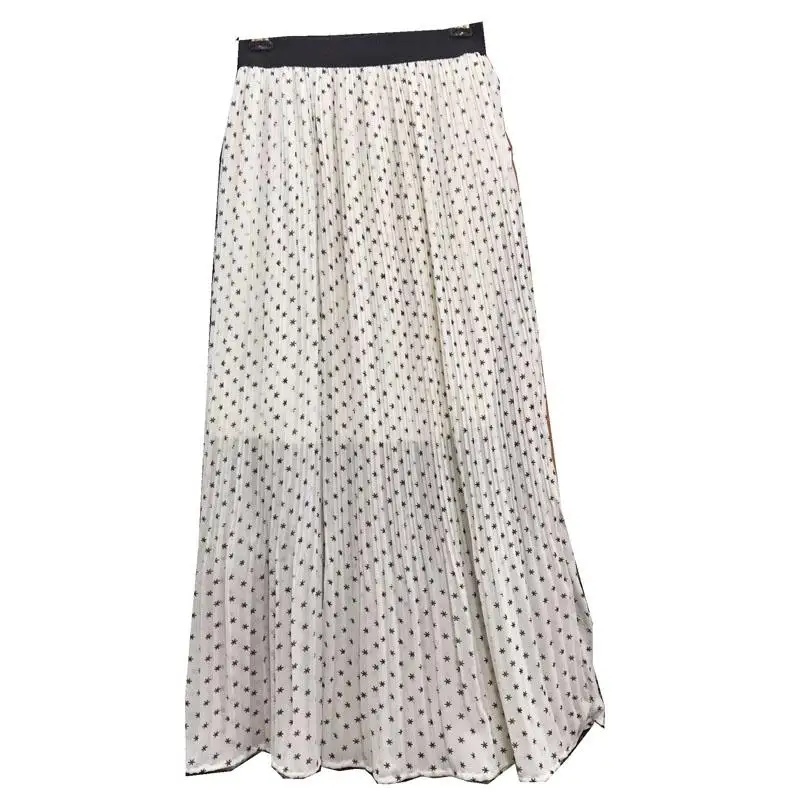 Плиссированная юбка с цветочным рисунком; последняя Корейская версия длинной и средней юбки; очень яркая юбка с эластичной резинкой на талии - Цвет: 02