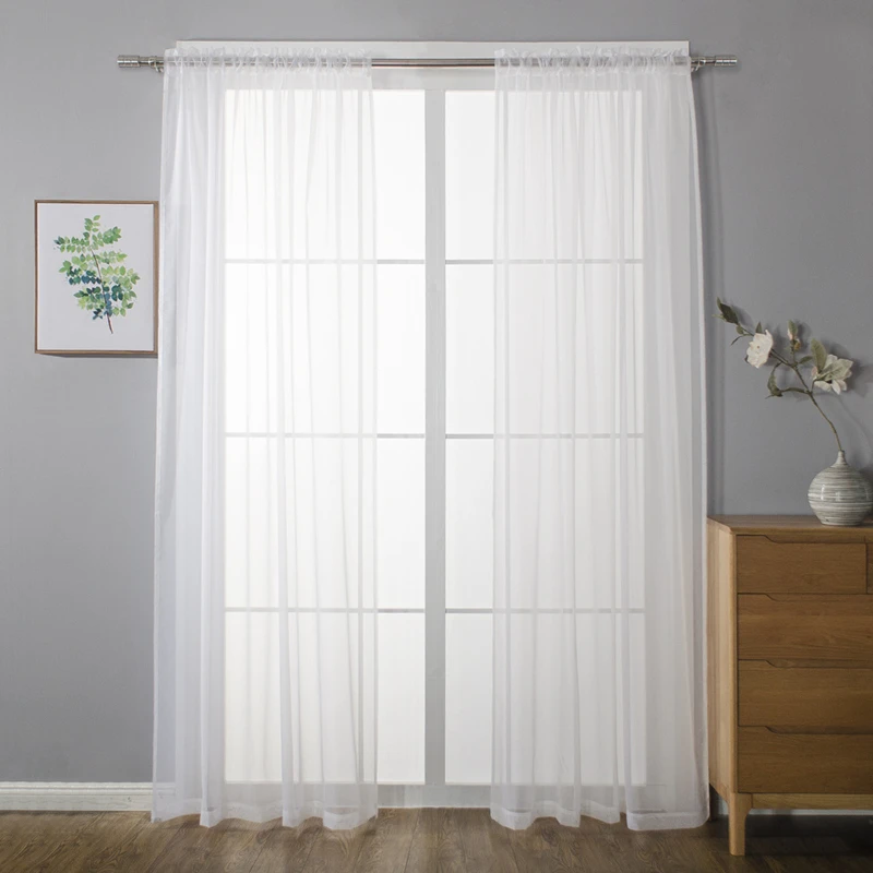 

90" Pair Of Plain Voile Curtains 2 Panels Rod Pocket Slot Top Net Curtain Door Curtain Window Room Divider Curtain