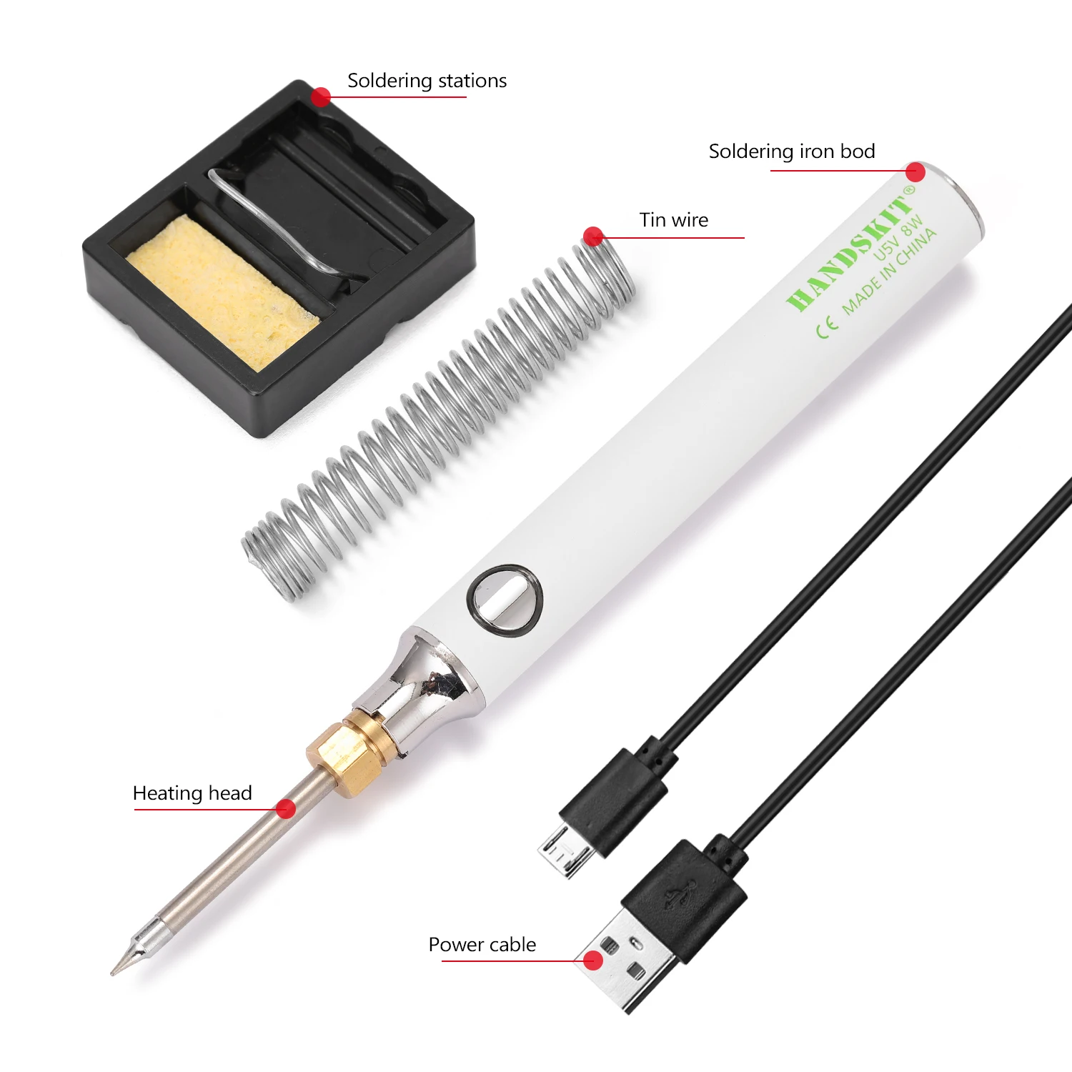 best soldering iron for electronics HANDSKIT Electric Soldering iron USB Charging  5V 8W Adjustable Temperature Soldering Iron Hand Kit with Soldering Stand Wire hot stapler plastic welder