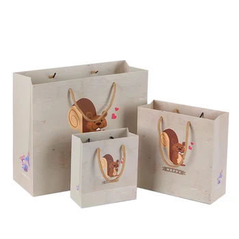 

5PCS Happy Bear Elephant Gift paper bag packaging shopping wedding birthday Carrier bag 14*15*7cm 20*20*8cm 30*27*12cm