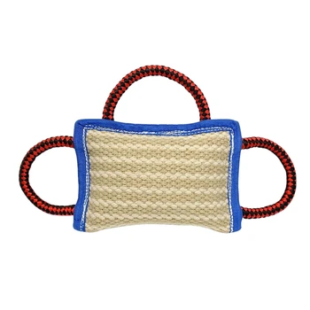 

3 Handles Jute Bite Pillow-Linen Tug Toy for Young D