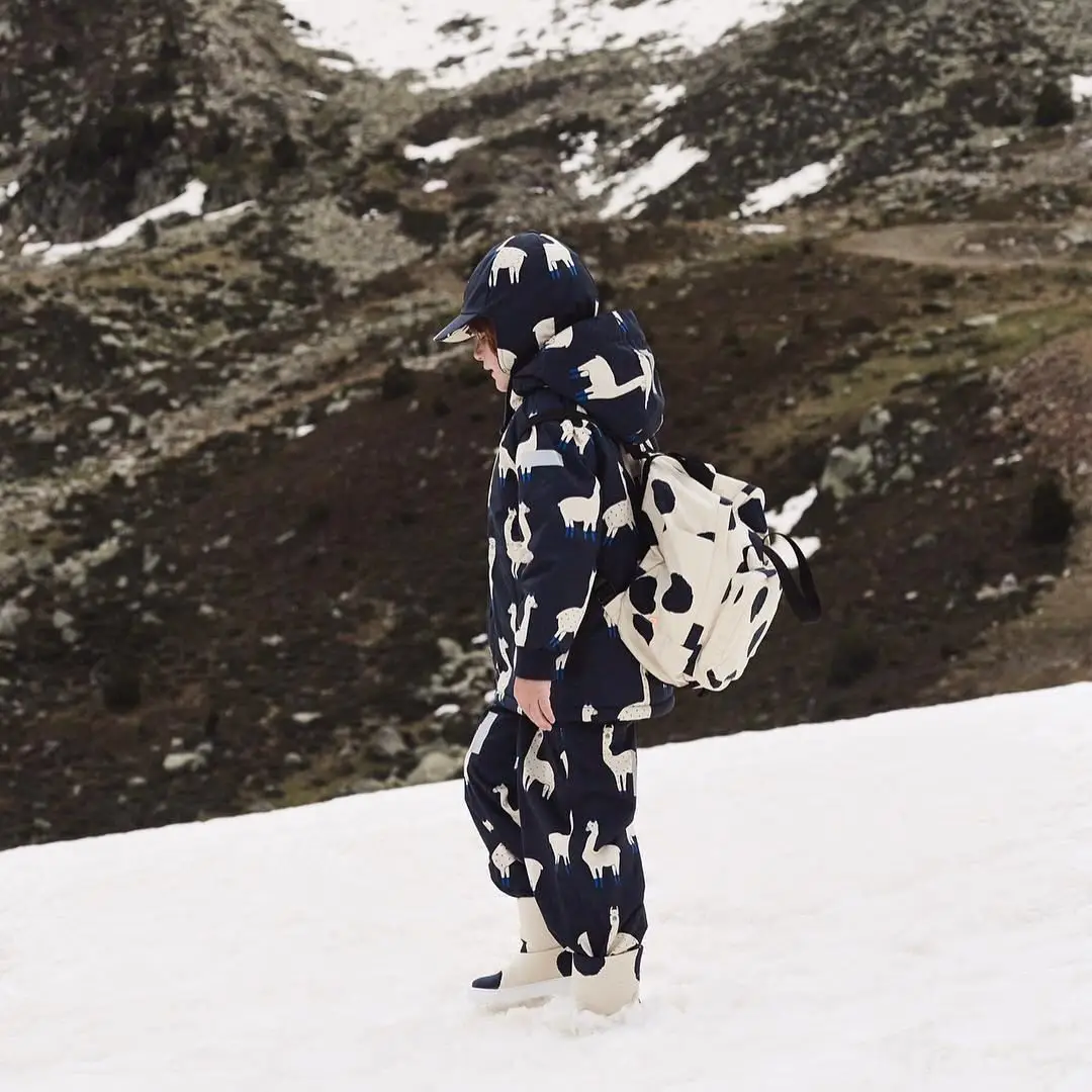MRMI для мальчиков и девочек, для малышей, в скандинавском стиле, милая альпака, водонепроницаемый ветрозащитный защита от снега, Лыжный спорт, соединенный хлопок