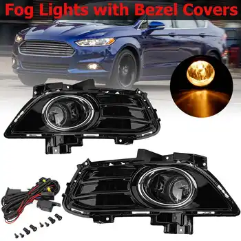 

12V 55W Car Front Bumper Fog Lights Lamp for Ford for Fusion 2013 2014 2015 2016 with H11 Bulb Wiring Switch Bezel 4F9Z15200AA,
