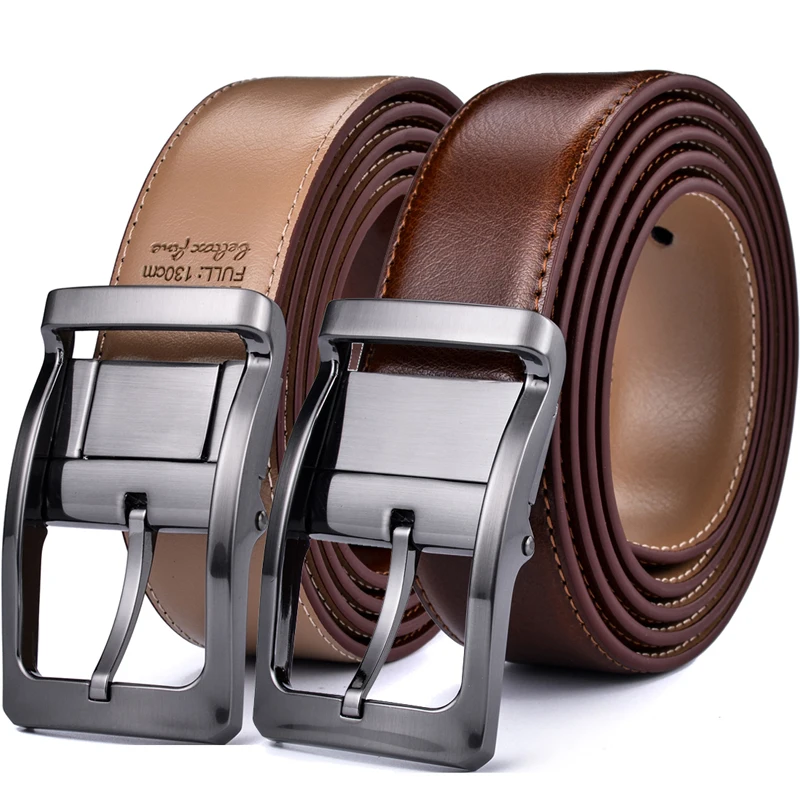 

Men's Reversible Classic Dress Belt Italian Leather 85cm to 160cm Rotating Buckle by Beltox fine