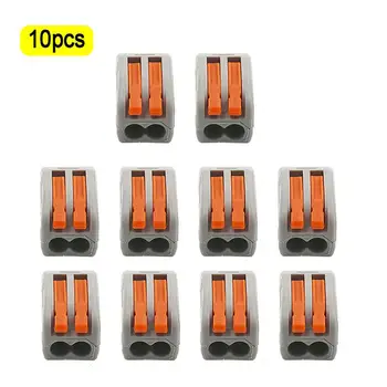 

10Pcs 2/3/5 Pole Electric Cable Wire Connector Reuseable Spring Lever Terminal Block