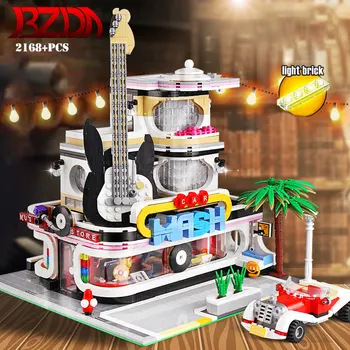 

BZDA Creator Street View Car Wash Shop Botanical Garden Architecture Building Blocks with Led MOC Bricks Toys For Halloween Gift
