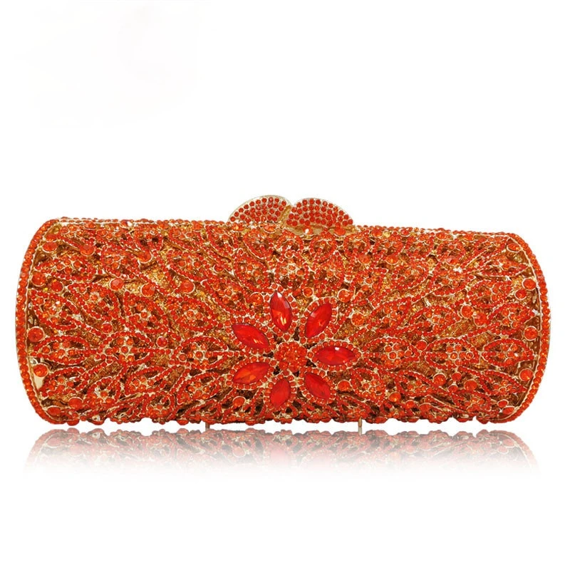 Luxury Jewelly Purse Opal Flower Shape Women Gold Crystal Clutch Hard Metal Diamond Wallet Bridal Wedding Evening Bags