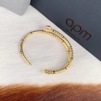 

High Quality Vintage Egyptian Bracelet Micro Mosaic Zircon Gold Snake Bracelet Best Gift For Women Banquet Party