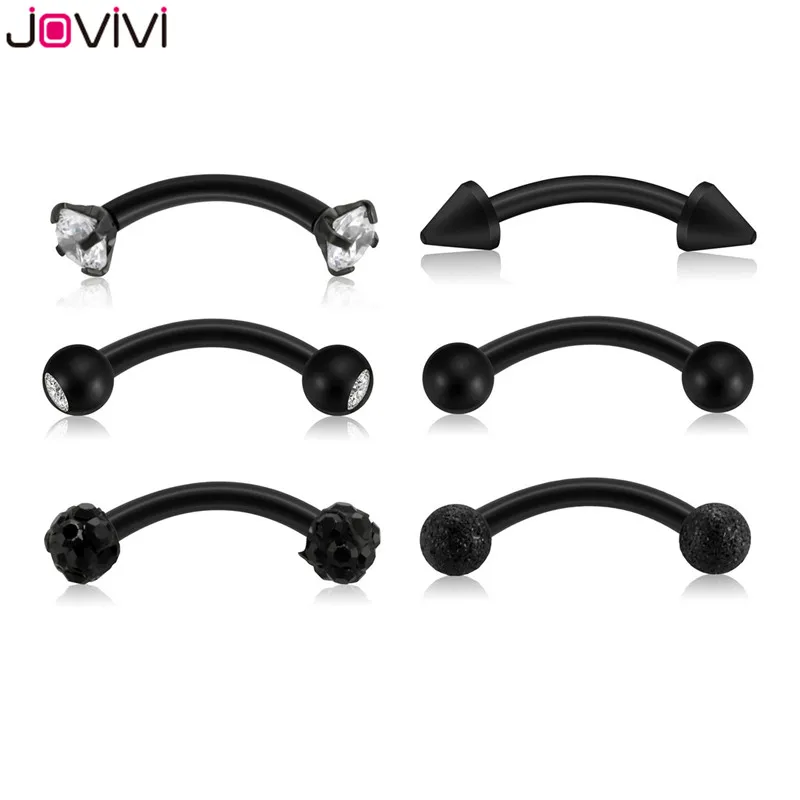 Jovivi серьги из нержавеющей стали Rook Daith кольцо для губ Сережка для бровей Cartilage Tragus кубический цирконий пирсинг в форме гантели