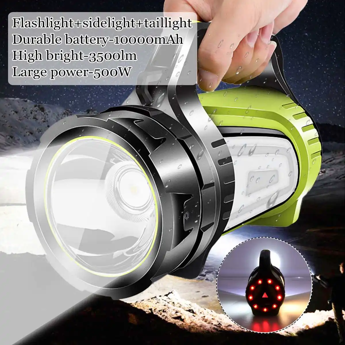 C USB Charging LED Work Light Torch 10000mAh Battery Spotlight Hand Lamp Camping Lantern Searchlight for Hiking Hunting - Испускаемый цвет: C