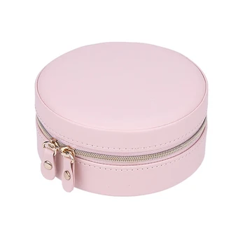 

Hair Accessories PU Leather Portable Bedroom With Mirror Earrings Necklace Lip Stick Display Holder Jewelry Storage Case Box