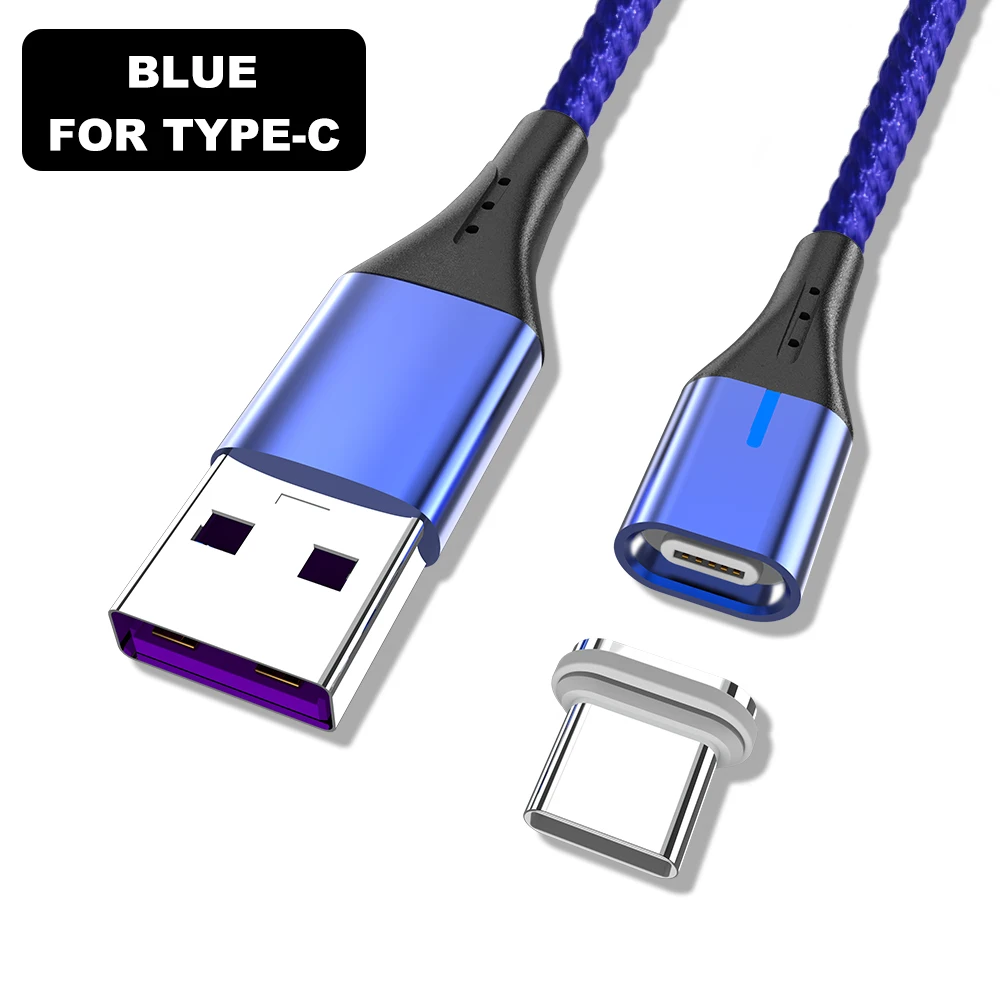 Blue Type C Cable Магнитный кабель для быстрой зарядки Vanniso 1m 2m 5A для iphone 11 samsung A50 A30 Xiaomi mi9 note7 huawei Magnet Microusb быстрое зарядное устройство - Цвет: Blue Type C Cable