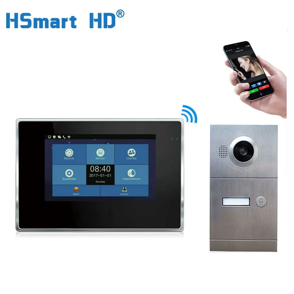 7inch Wireless WiFi Smart IP Video Doorphone Villa Intercom System Touch LCD Outdoor View Angle Camera Video Doorbell APP Unlock