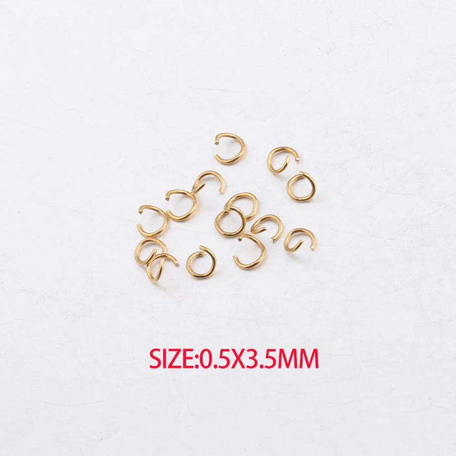 Fnixtar 0.5*3.5mm 0.6*4mm 0.8*4/5/6mm 1*/6/7mm 1.2*7mm PVD Gold Color Stainless Steel Open Jump Ring DIY Finding 100pcs/lot