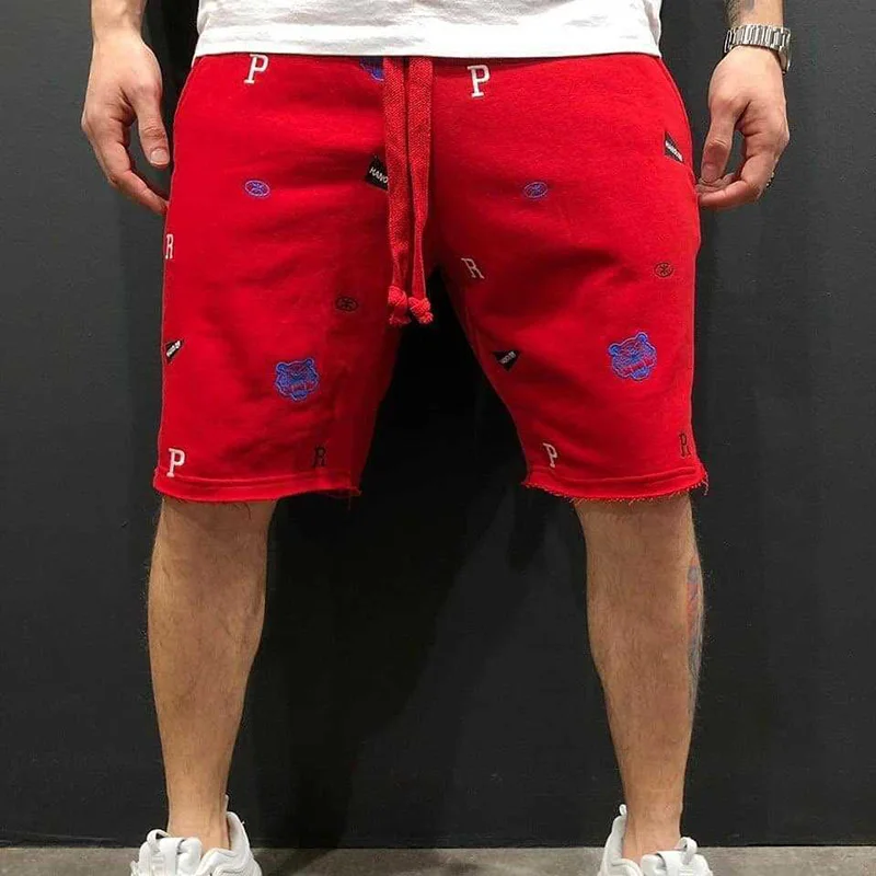 New High Street Summer Tide Brand Embroidered Hip-Hop Beggar Cotton Men's Loose Five-Point Pants Sports Casual Jogging Shorts New High Street Summer Tide Brand Embroidered Hip-Hop Beggar Cotton Men's Loose Five-Point Pants Sports Casual Jogging Shorts
