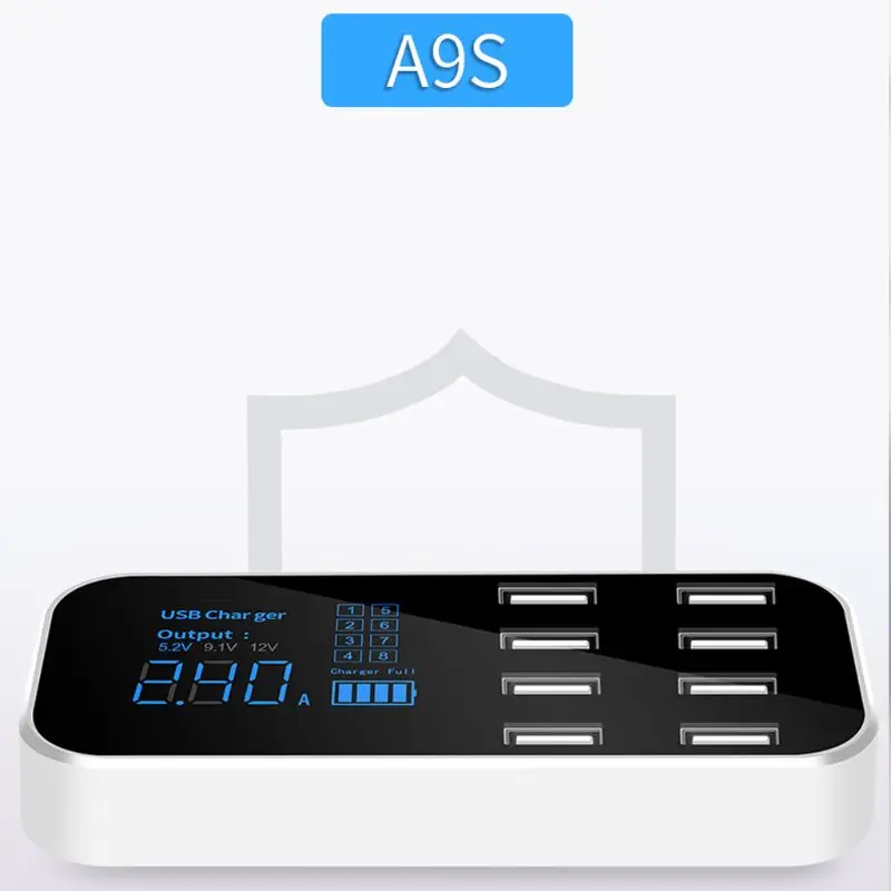 9 Ports USB Car Charger LED Current Display Charging For Mobile Phone Tablet GPS