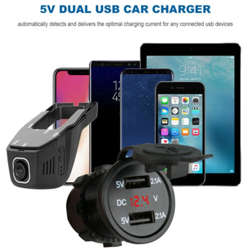 3.1A двойной USB автомобильный прикуриватель зарядное устройство гнездо зарядное устройство+ светодиодный цифровой вольтметр метр монитор мотоцикл прикуриватель
