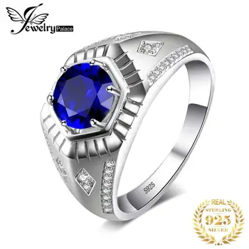 

Jewelrypalace Classic Men's Created Sapphire Anniversary Engagement Wedding Ring 925 Sterling Silver