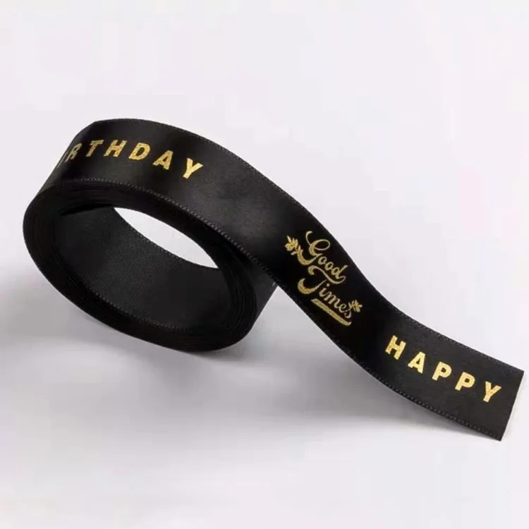 Black Happy Birthday 2,5 см 10 ярдов английский принт ins подарок на день рождения Подарочная коробка DIY упаковка цветная лента бант аксессуары с лентой подарочная коробка - Цвет: Black Happy Birthday