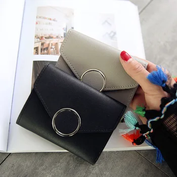 

Spring / Summer 2020 new short ring British retro lychee pattern women's solid color student wallet