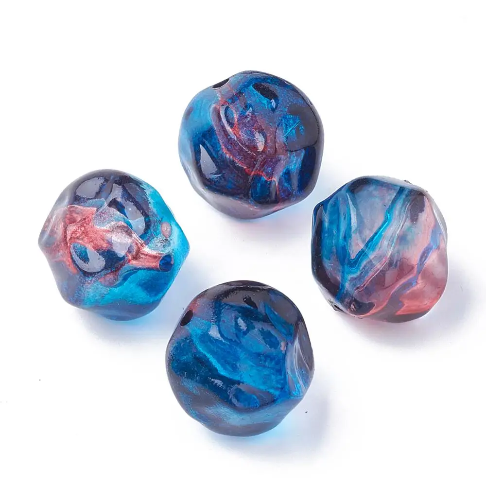 20pcs Blue Round Two Tone Transparent Spray Painted Acrylic Crystal Bead for DIY jewellery making, 18x18x18mm, Hole: 2mm