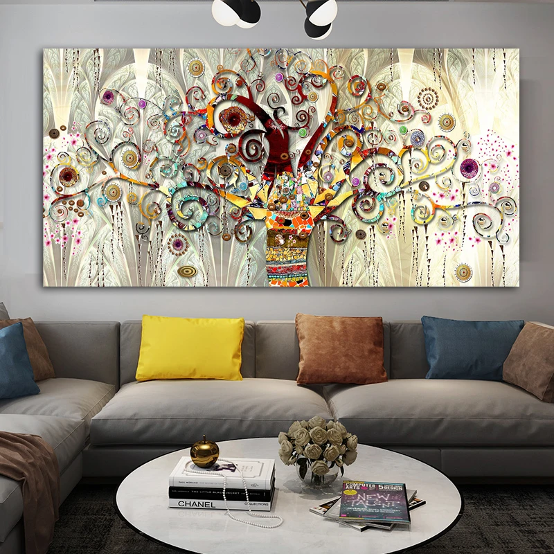 CHENFART-Tree-of-life-Gustav-Klimt-Landscape-Wall-Art-Canvas-Scandinavian-Poster-Print-Modern-Wall-Art