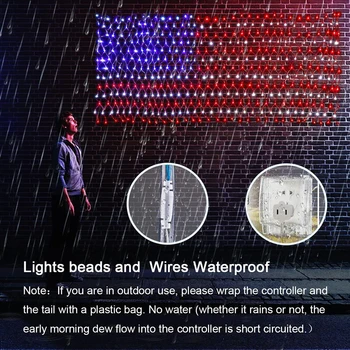 

30V American Flag LED String Lights Hanging Ornaments Garden Decoration Net Lights Christmas Waterproof Outdoor Fairy Lights D30