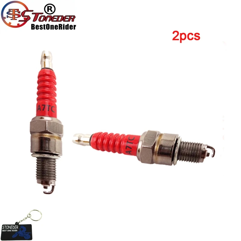 STONEDER Red A7TC Свеча зажигания для 50cc 70 90cc 110cc 125cc 150cc двигателя питбайк Мотоцикл ATV Quad Go Kart багги - Цвет: 2pcs