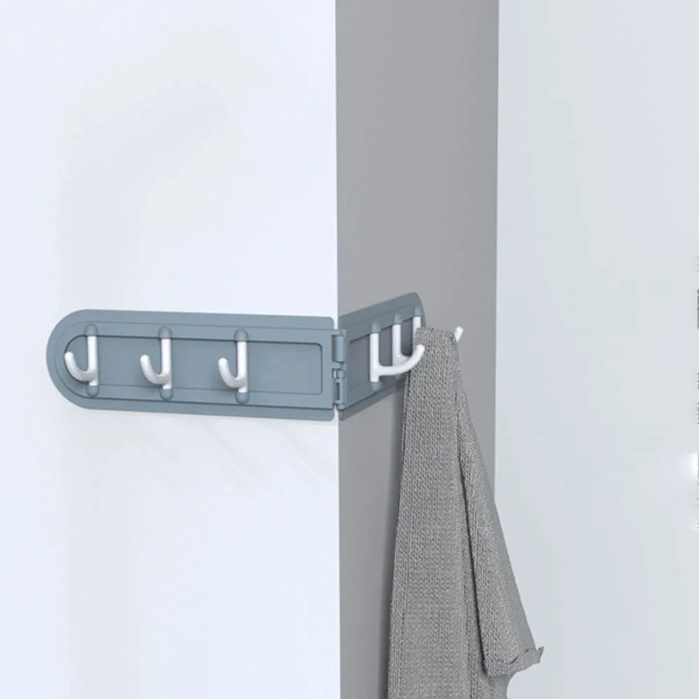 

Corner 6 Hook Free Punching Save Space Wardrobe Organizer Hanger Bathroom Kitchen Storage Rack Decor Wall Plastic Hooks