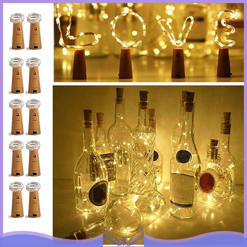 

10pcs Party Wedding Decoration Hot Sell Shaped Bottle Stopper Lamp Glass Wine Silver Copper Wire String Lighting