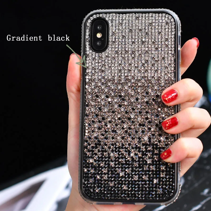 Weloan применимый iphone 11 6 7 8 p x xs xr max pro max Алмазный чехол для телефона градиентный iphone два-в-одном Новая цветная дрель в виде ракушки - Цвет: Gradient black