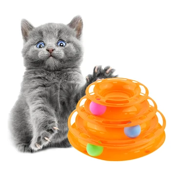

Three Levels pet cat toy Tower Tracks Disc cat Intelligence Amusement triple pay disc cat toys ball Training Amusement plate