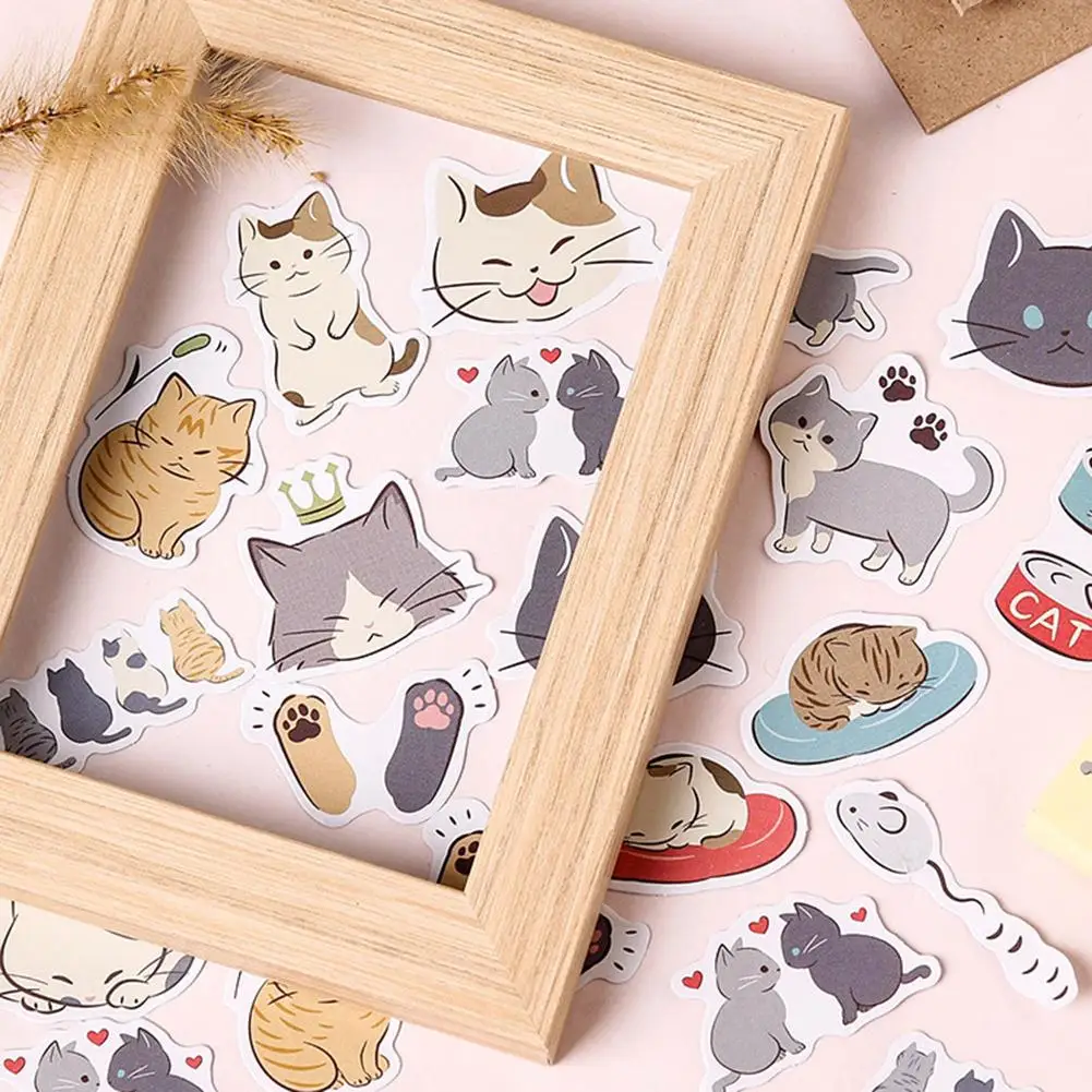

45Pcs Cute Cat Paw Pattern Adhesive Label DIY Scrap booking Album Bedroom Wall Stickers Decor hot sales