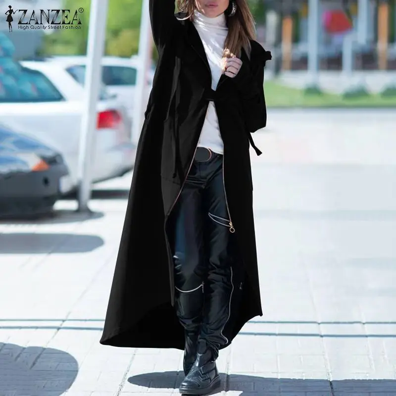 incredible  Asymmetrical Coats Women's Zipper Jackets 2019 ZANZEA Casual Hooded Long Sleeve Outwear Female Butt