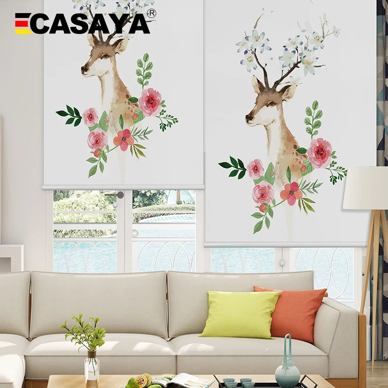 

Newest cartoon patterned roller blinds 50% shading rate Forest Animal printing window curtains custom make blinds