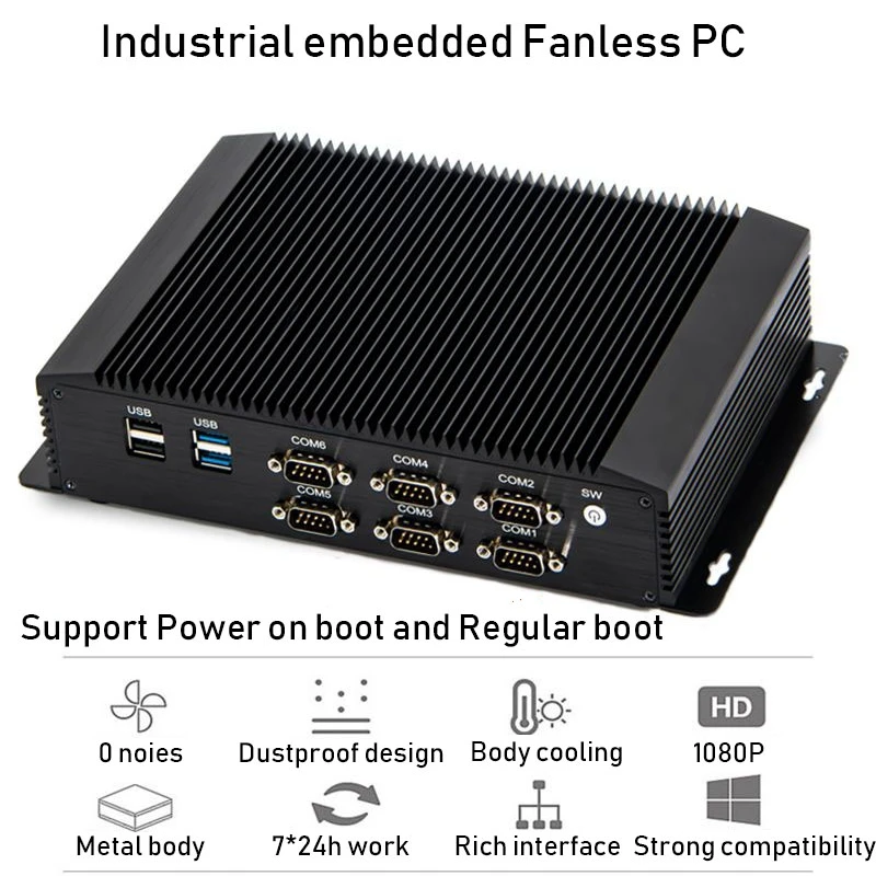 6 COM Dual LAN inteli211 безвентиляторный мини ПК Intel 4Gen i5 4200U/i7 4500U RS232 422485 USB WIFI промышленный
