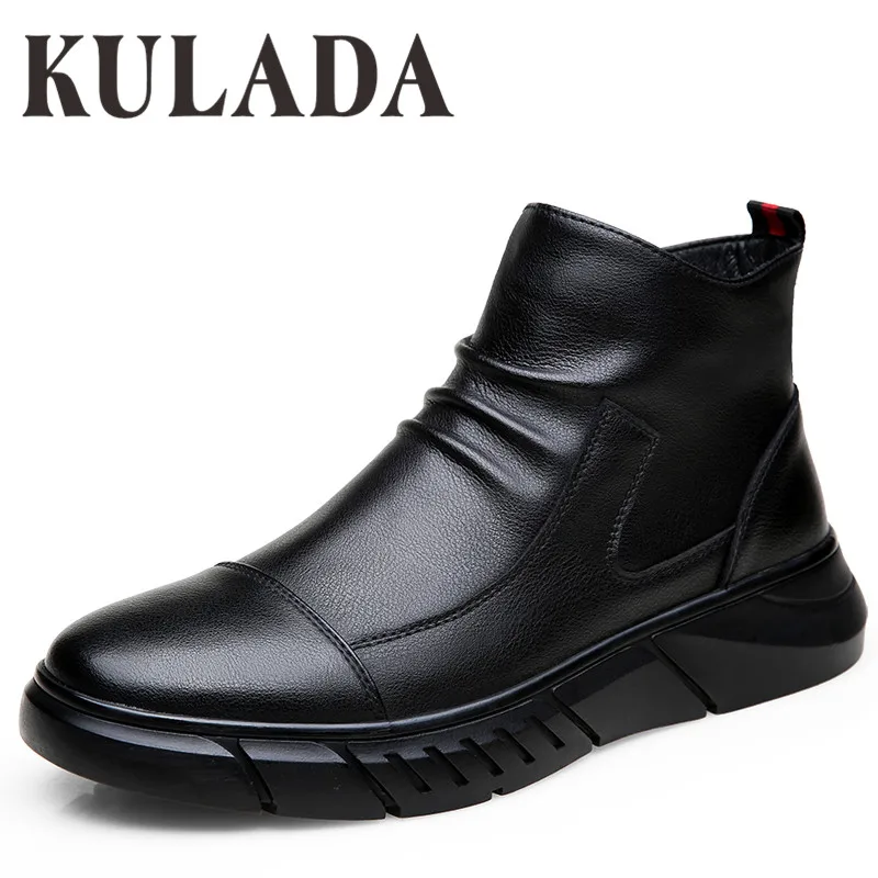 KULADA коллекция 2019 года Мужская зимняя обувь кожаные водонепроницаемые ботинки