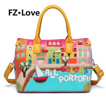 

Fashion Handbag Girls Embroidery Applique Shoulder Bag Top Handle Crossbody Bags for Womens PU Leather Tote Satchel Purse