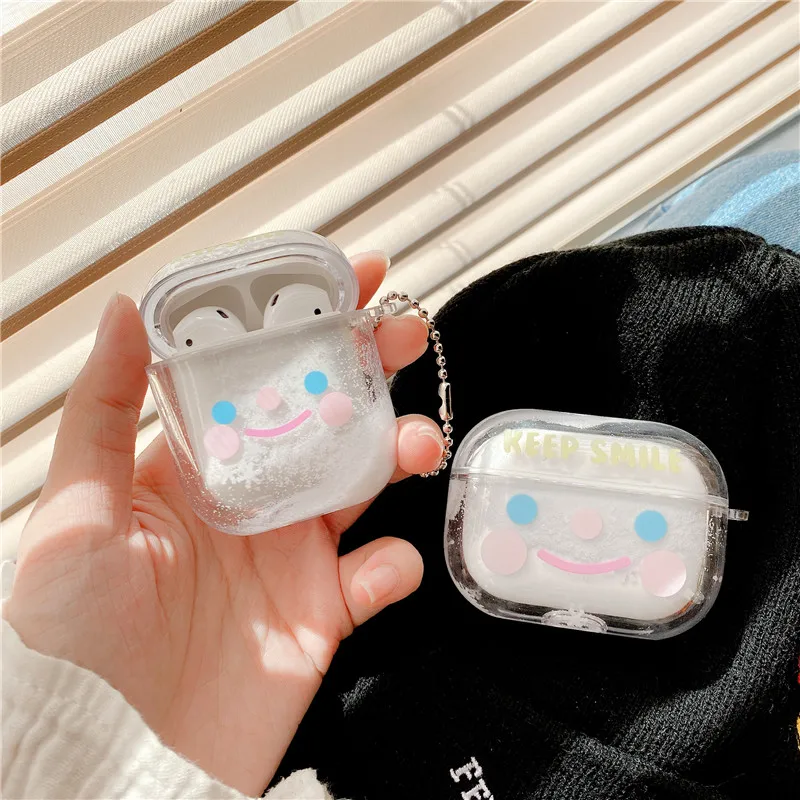 Чехол для AirPods Pro с милой улыбкой блестящий прозрачный чехол динамической