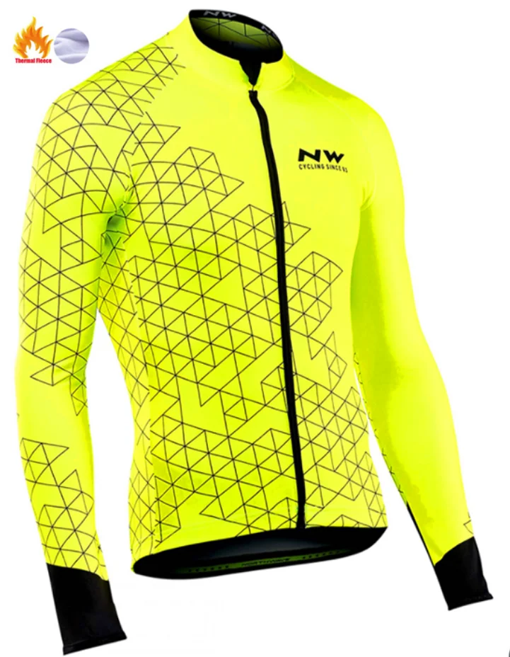 Winter jersey Pro Team NW Зимняя Теплая Флисовая велосипедная одежда для мужчин Northwave Джерси костюм для прогулок верховой езды на велосипеде MTB Одежда комбинезон комплект - Цвет: Winter jersey