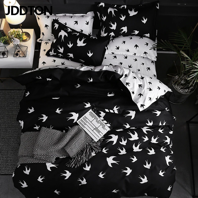 Online Nueva llegada de JDDTON forros de cama clásicos de doble cara juego de cama de estilo conciso funda de edredón funda de almohada funda de cama 3 unids set BE031