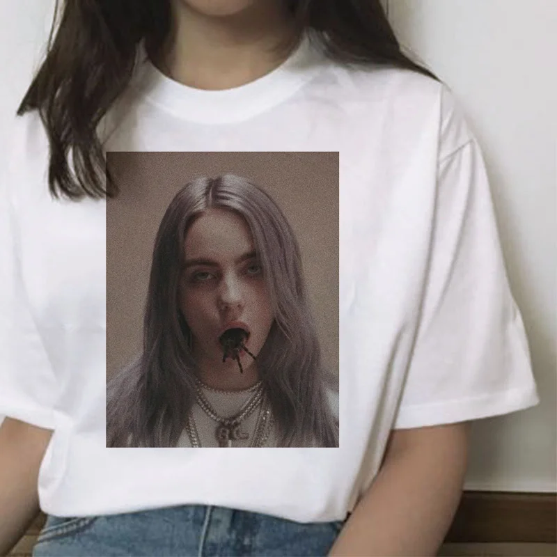 Billie eilish Футболка женская хип-хоп топы Новая забавная модная футболка harajuku ulzzang 90s гранж уличная футболка Повседневная Женская