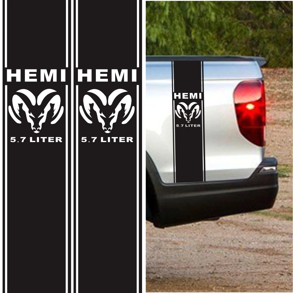 

Doordash 2Pcs Car Stickers for Dodge Ram 1500 RT HEMI Truck Bed Box Colorful Graphic Stripe Decal Sticker for Custom Mopar