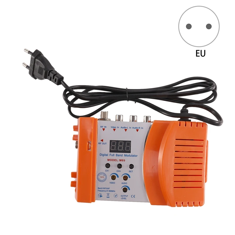 M69 Профессиональный цифровой VHF UHF RF модулятор AV в RF AVto ТВ конвертер адаптер(оранжевый ЕС Plug