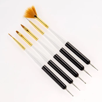 

5pcs/set Double Headed Nylon Paint Brush Different shape Watercolor Nail Brush Pen For Students Girls School Office Art Supplies
